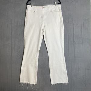 L'Agence Jeans Womens 34 White Ruth High Rise Straight Frayed Hem Made USA Denim